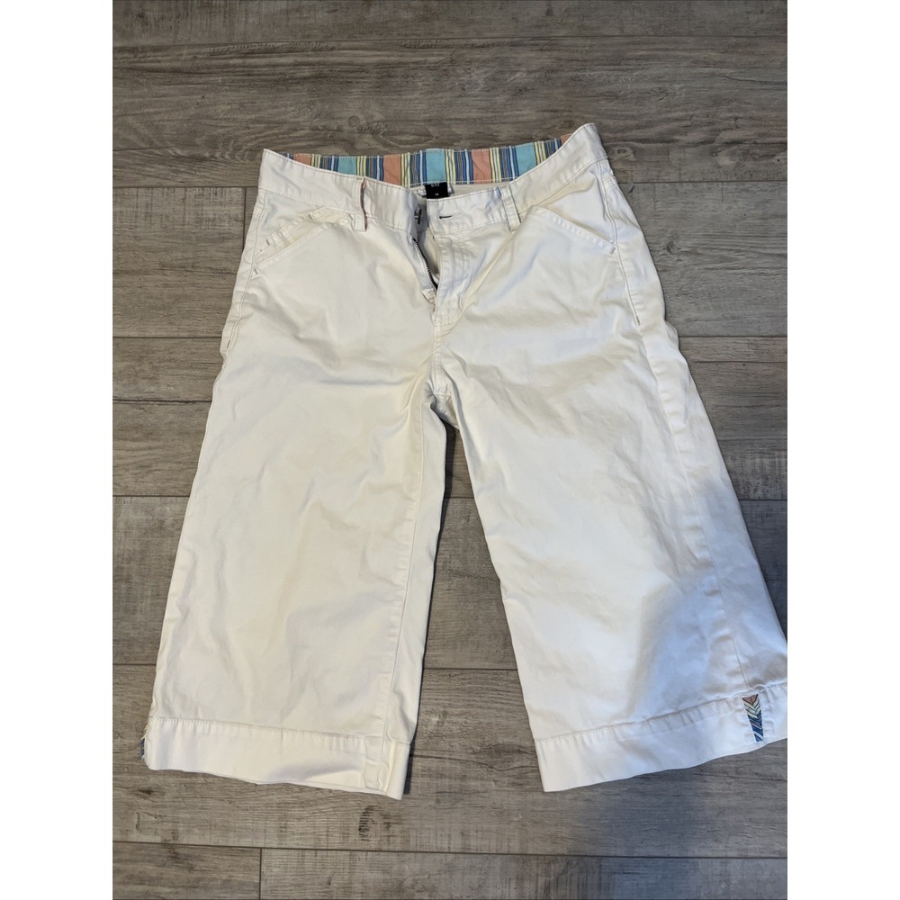 Gap Y2K Womens Sz 10 White Capri Crop Cuffed Pants Wide